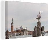Canvas Schilderij Zeemeeuw - Venetië - Vogel - 120x80 cm - Wanddecoratie