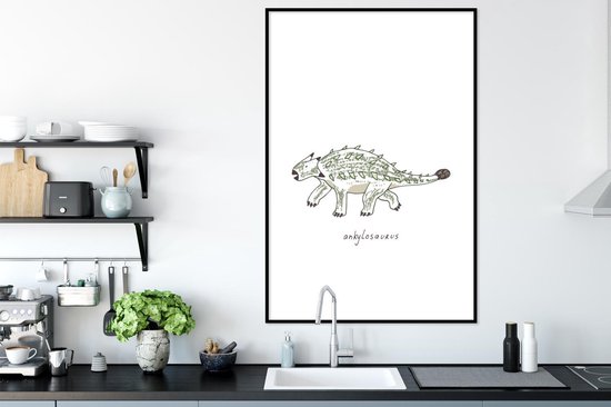 Cadre photo avec affiche - Chambre d'enfant - Dinosaurus - Ankylosaure - Garçons - Filles - Enfants - 80x120 cm - Cadre pour affiche