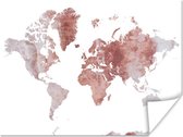 Wereldkaarten - Wereldkaart - Roze - Marmer - 80x60 cm