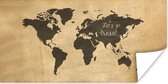 Wereldkaart Muur - Wereldkaart - Spreuken - Zwart - 40x20 cm - Poster