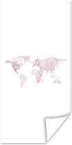 Wereldkaarten - Wereldkaart - Marmer - Roze - 80x160 cm
