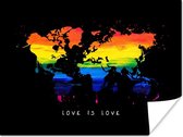 Poster Wereldkaart - Regenboog - Liefde - 160x120 cm XXL