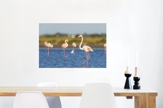 Poster Groupe de flamants roses 90x60 cm - Tirage photo sur Poster (décoration murale salon / chambre) / Poster Animaux