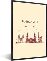 Fotolijst incl. Poster - Mexico - Skyline - Puebla - 20x30 cm - Posterlijst