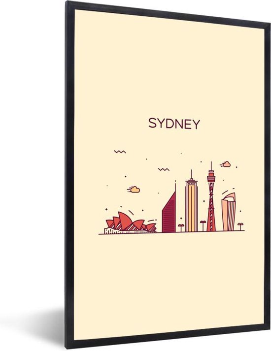 Cadre photo avec affiche - Sydney - Skyline - Australie - 20x30 cm - Cadre pour affiche
