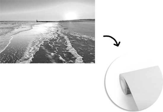 Papier peint - Papier peint photo peints La plage de Domburg - noir et blanc - Largeur 360 cm x hauteur 240 cm