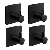 cenq® Handdoekhaakjes Zelfklevend Vierkant (4 stuks) - RVS - Zwart Mat