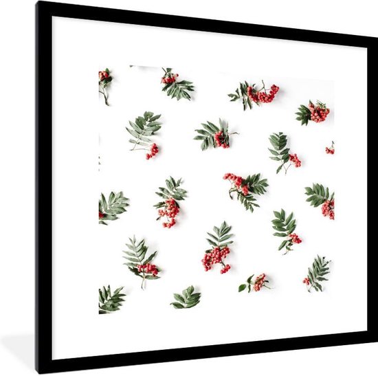 Fotolijst incl. Poster - Winter - Wit - Mistletoe - 40x40 cm - Posterlijst - Kerstmis Decoratie - Kerstversiering - Kerstdecoratie Woonkamer - Kerstversiering - Kerstdecoratie voor binnen - Kerstmis