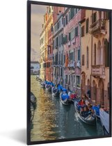 Affiche avec cadre Venetië - Gondoles à Venise - cadre photo noir - 40x60 cm - Affiche avec cadre