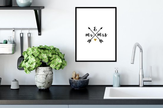 Cadre photo avec affiche - Proverbes - Citations - Monsieur et Madame - Mariage - 30x40 cm - Cadre pour affiche