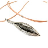 Ketting Yola- schuifkoord -bruin- metalen hanger-45 cm -Charme Bijoux