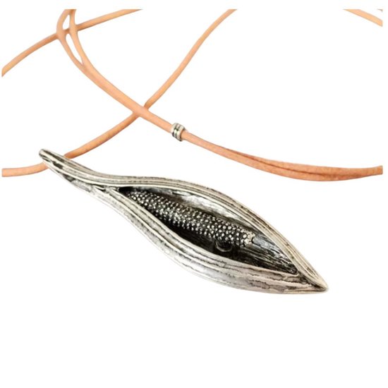 Ketting Yola- schuifkoord -bruin- metalen hanger-45 cm -Charme Bijoux
