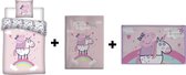 Peppa Pig dekbedovertrek Flanel + fleecedeken + vloerkleed Unicorn PROMOpack