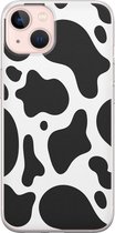 iPhone 13 hoesje siliconen - Koeienprint - Soft Case Telefoonhoesje - Print / Illustratie - Transparant, Zwart, Wit