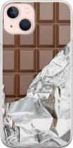 iPhone 13 hoesje siliconen - Chocoladereep - Soft Case Telefoonhoesje - Print / Illustratie - Transparant, Bruin