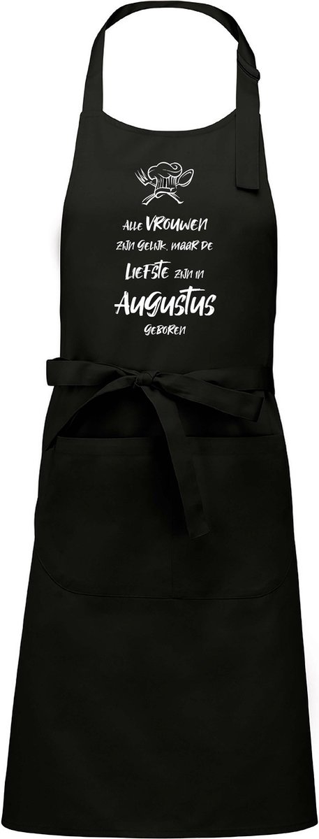 Mijncadeautje - Luxe schort - zwart - Alle vrouwen zijn gelijk - augustus