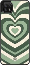 Samsung A22 5G hoesje - Hart swirl groen | Samsung Galaxy A22 5G case | Hardcase backcover zwart