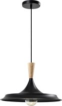 QUVIO Hanglamp retro - Lampen - Plafondlamp - Leeslamp - Verlichting - Keukenverlichting - Lamp - Aziatische stijl - E27 Fitting - Voor binnen - Met 1 lichtpunt - Hout - Aluminium - D 40 cm -