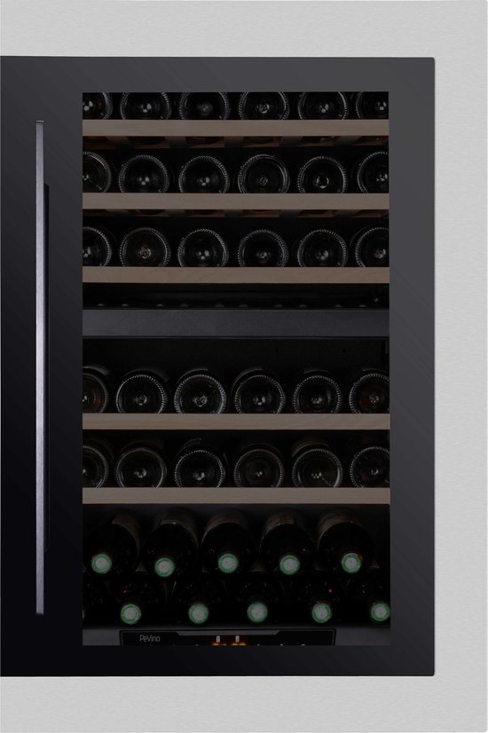 Koelkast: PeVino 42 Flessen - Inbouw Wijnklimaatkast - 2 zones - Zwart / RVS, van het merk Pevino