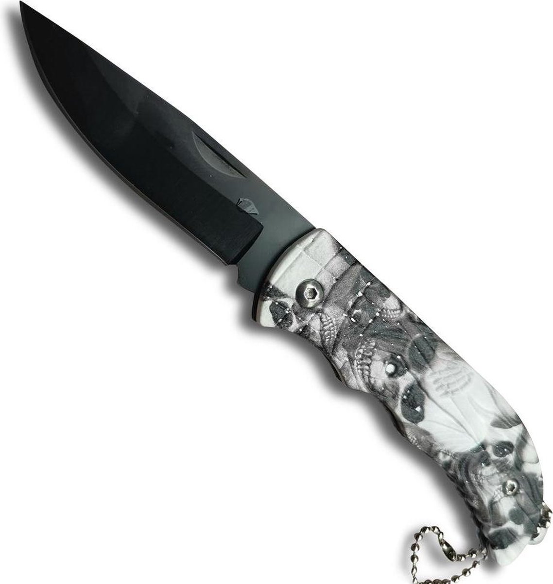 The Reaper Zakmes - Opvouwbaar - Discreet - Survival Mes - Tactical knife - 16cm - Vlijmscherp - RVS - Zwart - Wit