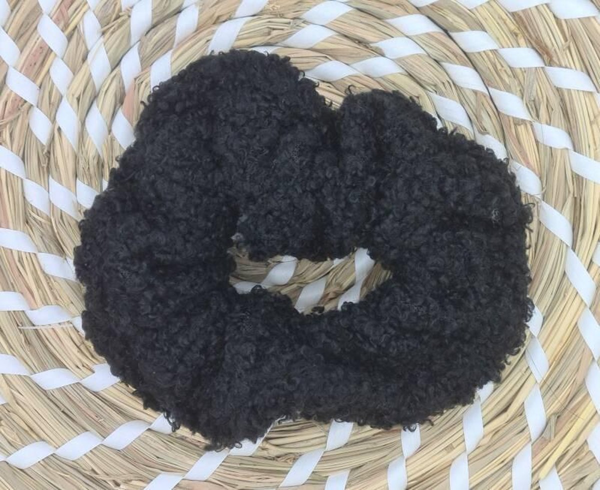 Scrunchie - teddy - zwart