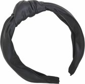 Diadeem - haarband van imitatieleer (mat) - zwart met knoop - 30 mm - kinderen/meisjes/dames