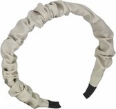 Diadeem - haarband van imitatieleer - beige gerimpeld - kinderen/meisjes/dames