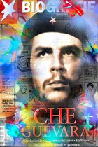 JJ-Art (Glas) | Che Guevara, abstract, vrijheid, strijder, Cuba, vintage, woonkamer - slaapkamer | Cult figuur, jaren 60, rood, geel, blauw, modern | Foto-schilderij-glasschilderij-acrylglas-