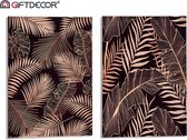 Palmbladeren -Set van 2-Canvas -Schilderij - 50x70 cm-Wanddecoratie