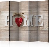Vouwscherm - Home en een rood hart 225x172cm  , gemonteerd geleverd, dubbelzijdig geprint (kamerscherm)
