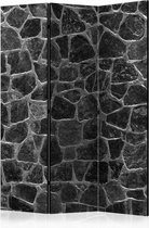 Vouwscherm - Kamerscherm - Zwarte stenen 135x172cm), dubbelzijdig geprint, geheel gemonteerd geleverd