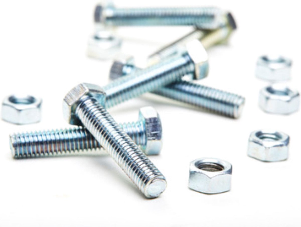 Metaalschroef en moer platkop verzinkt 5 x 30mm inhoud 10 stuks