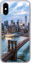 Geschikt voor iPhone X hoesje - New York - Skyline - Brug - Siliconen Telefoonhoesje