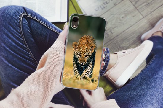 Coque iPhone XR - Léopard - Macro - Herbe - Siliconen