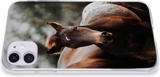 Coque iPhone 11 - Paarden - Forêt - Berg - Coque de téléphone en Siliconen