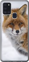 Coque Samsung Galaxy A21s - Renard - Portrait - Neige - Siliconen