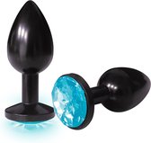 Bejeweled Annodized Stainless Steel Plug - Aqua - Butt Plugs & Anal Dildos