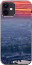 Geschikt voor iPhone 12 hoesje - Rotterdam - Zonsondergang - Roze - Siliconen Telefoonhoesje