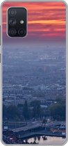 Geschikt voor Samsung Galaxy A51 hoesje - Rotterdam - Zonsondergang - Roze - Siliconen Telefoonhoesje