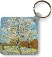 Sleutelhanger - Bloeiende perzikboom - Vincent van Gogh - Plastic - Rond - Uitdeelcadeautjes