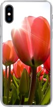 Geschikt voor iPhone Xs hoesje - Bloemen - Tulpen - Zon - Siliconen Telefoonhoesje