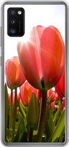 Geschikt voor Samsung Galaxy A41 hoesje - Bloemen - Tulpen - Zon - Siliconen Telefoonhoesje
