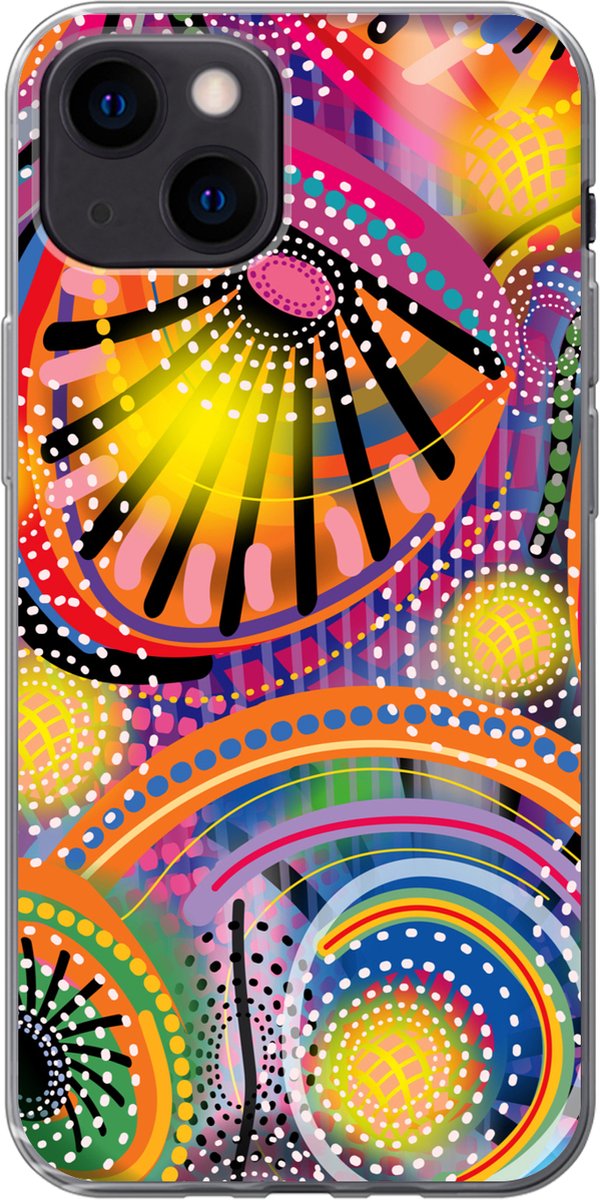 Telefoonhoesje Geschikt voor iPhone 13 mini hoesje - Vormen - Kunst - Patronen - Psychedelisch - Siliconen Telefoonhoesje Telefoonhoesje