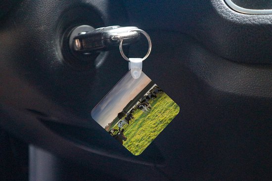 Sleutelhanger - Uitdeelcadeautjes - Koe - Gras - Zonsondergang - Plastic