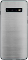 Telefoonhoesje Geschikt voor Samsung Galaxy S10 hoesje - Metaal print - Zilver - Lijn - Grijs - Structuur - Siliconen Telefoonhoesje