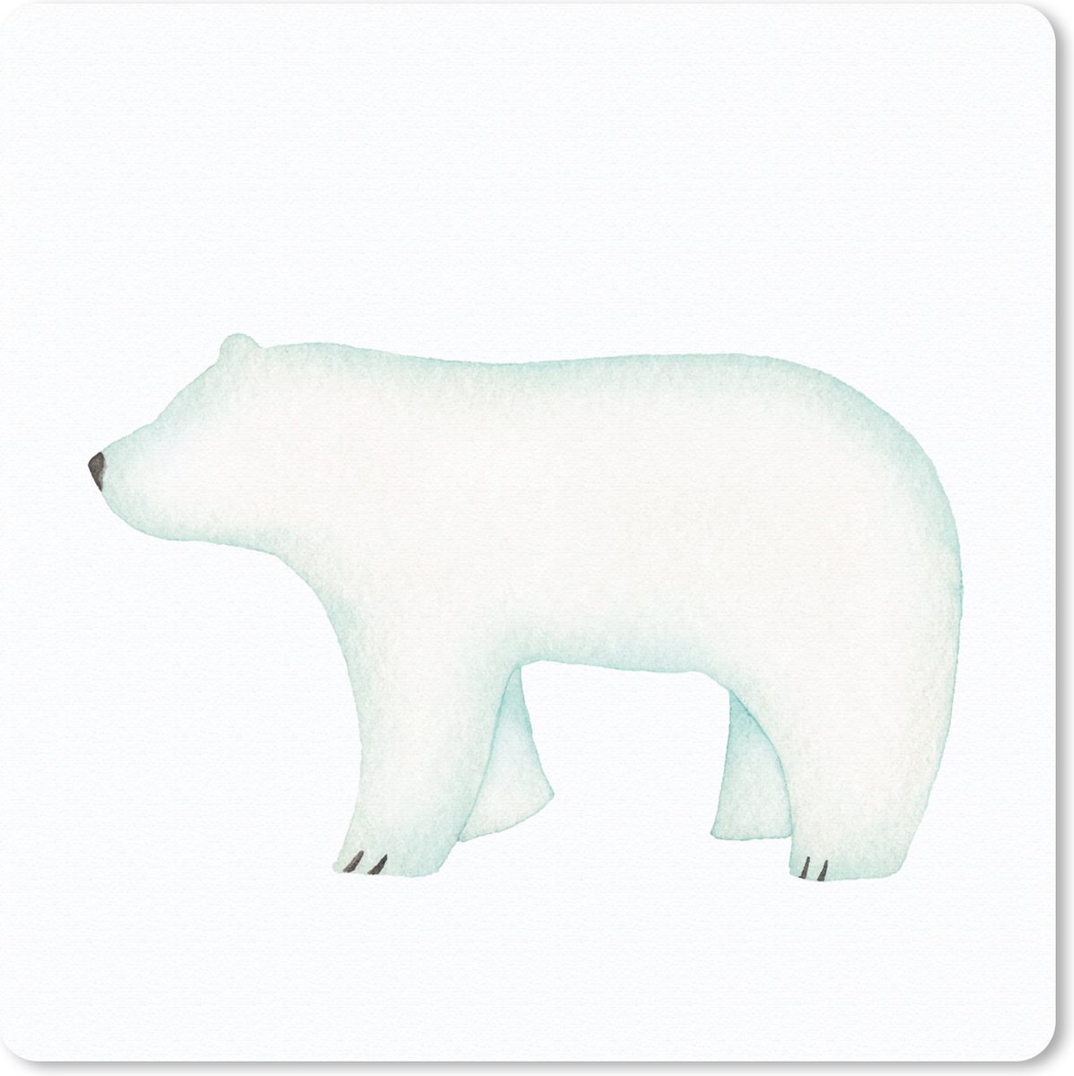 Muismat 30x30 cm - Mousepad IJsbeer - Waterverf - Wit - Muismatten