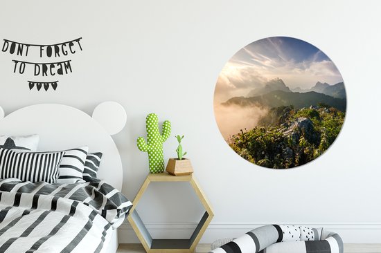 Cercle mural - Cercle mural - Berg dans la brume - Aluminium - ⌀ 90 cm - Intérieur et Extérieur