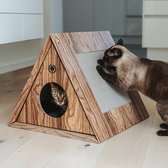 Canadian Cat Triangle huis katten krab- en slaapmeubel  - duurzaam hoogwaardig karton - walnoot / bruin
