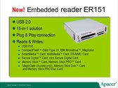 Apacer ER152 - Interne Cardreader - 15 in 1 - 3,5" - Wit - USB2.0 Embedded Card Reader