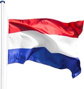 Nederlandse Vlag Met Vlaggenstok - Vlaggenmast - Nederland - Oranje - Met Touwen - Aluminium Mast - 565 cm Maximum Hoogte